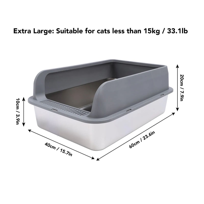 Large Stainless Steel Cat Litter Box With Lid 7