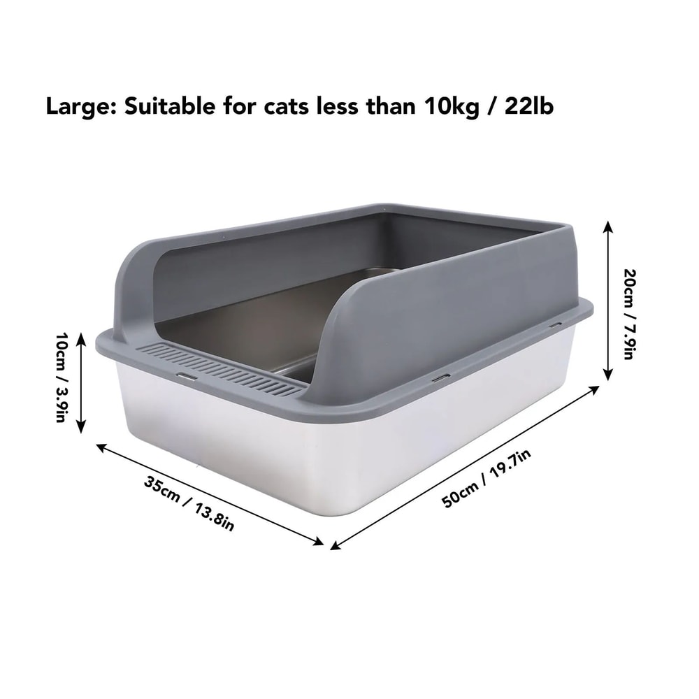 Large Stainless Steel Cat Litter Box With Lid 8