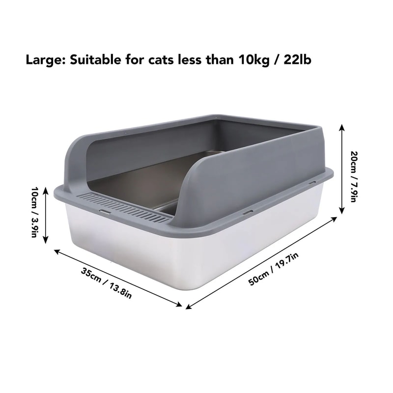 Large Stainless Steel Cat Litter Box With Lid 8