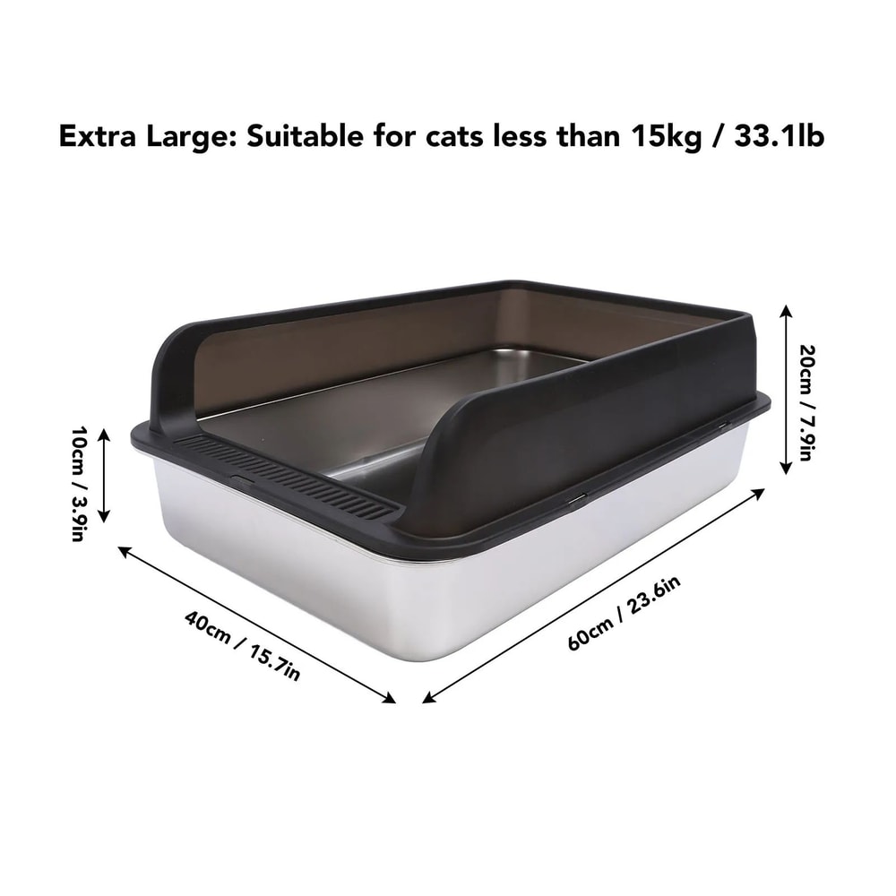 Large Stainless Steel Cat Litter Box With Lid 9