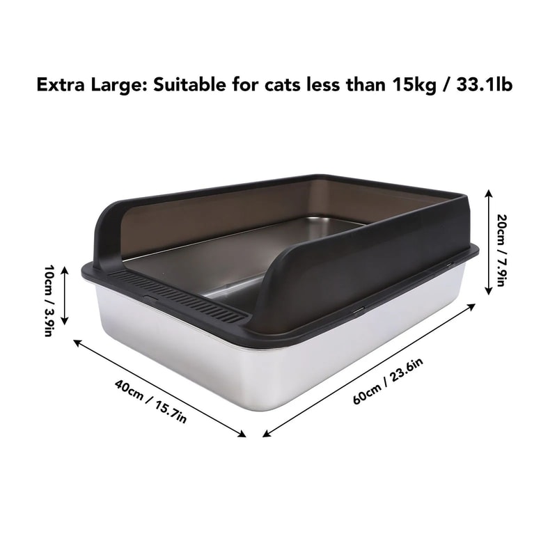 Large Stainless Steel Cat Litter Box With Lid 9