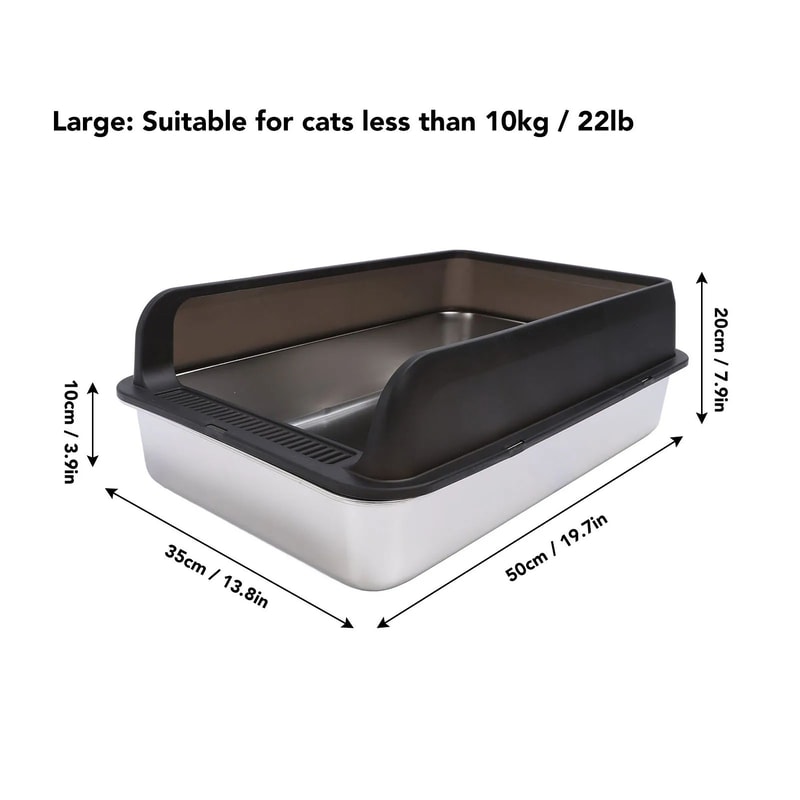 Large Stainless Steel Cat Litter Box With Lid 6