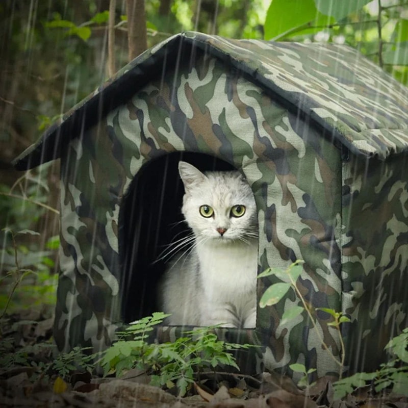 Outdoor Waterproof Cat House Warm Winter Pet Shelter 9