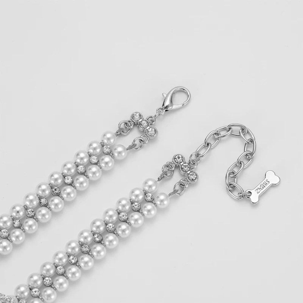 Luxury Pearl Rhinestone Cat Collar Adjustable Pet Necklace 8