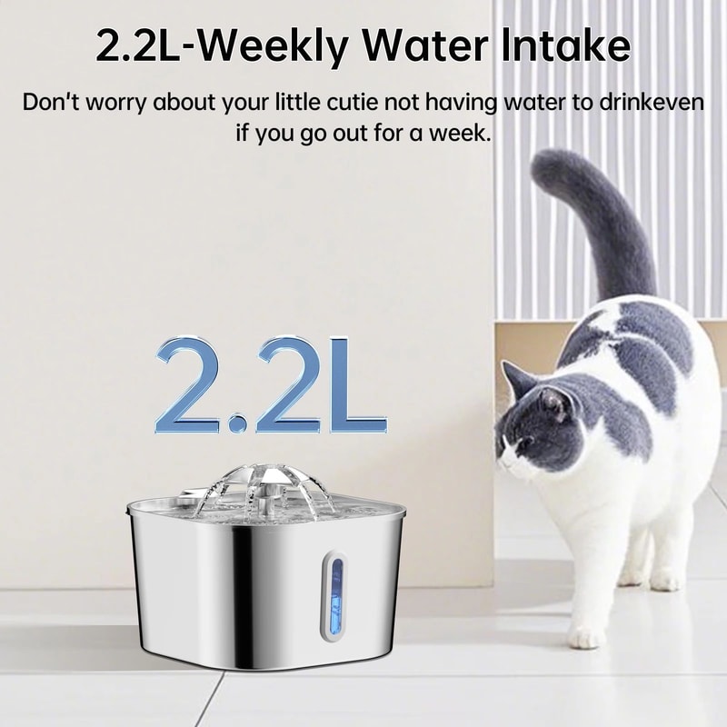 Stainless Steel Automatic Cat Water Fountain 22L 2