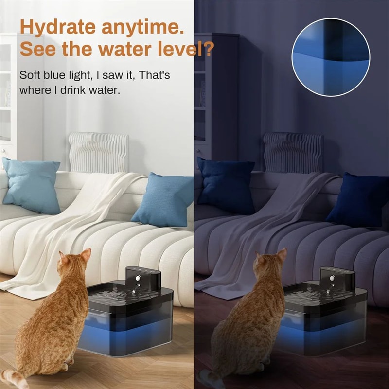Wireless Charging Cat Water Fountain With Motion Sensor 22L 4