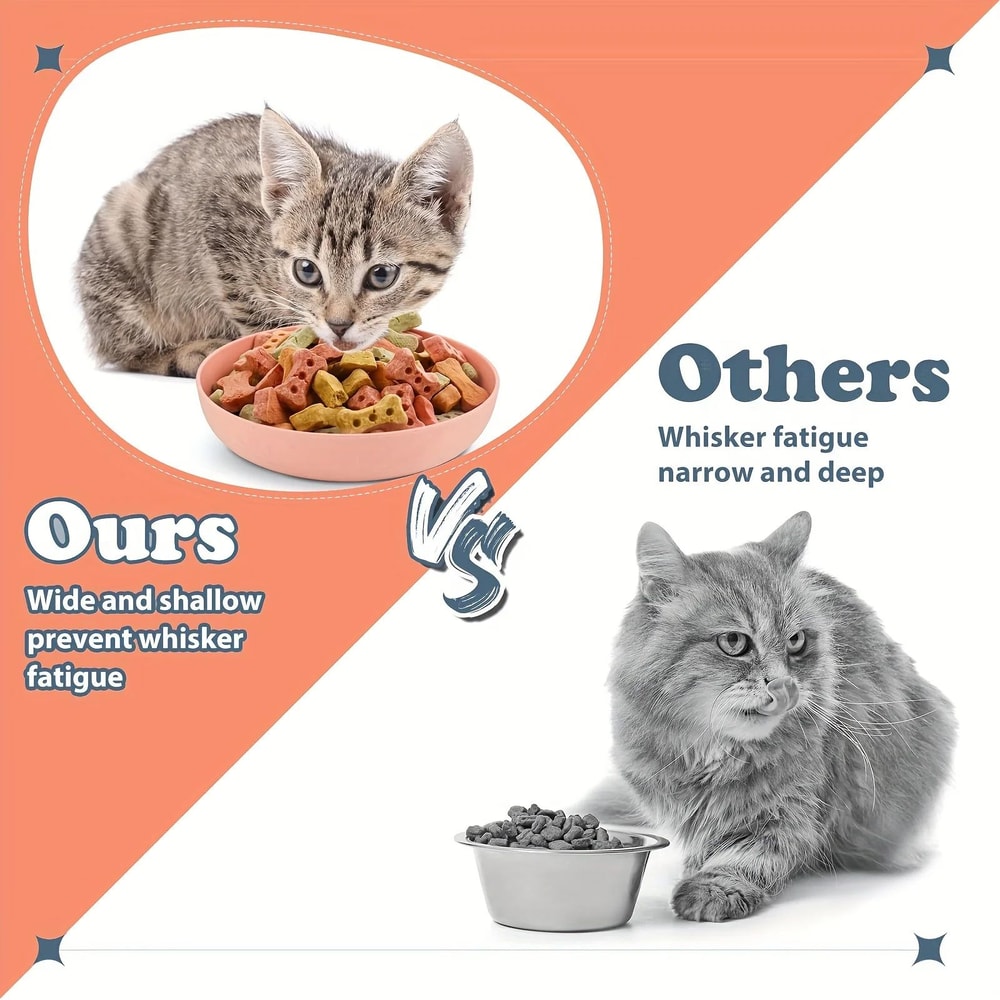 Whisker Friendly Cat Bowls Set Non Slip Feeding Dishes 2