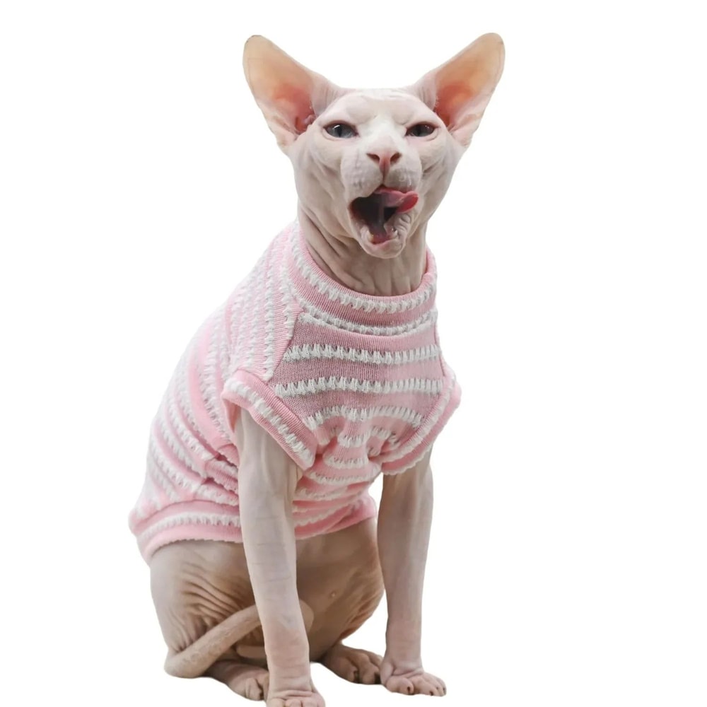 Breathable Summer Striped Shirt For Sphynx Cats 1