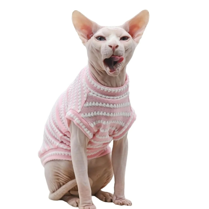 Breathable Summer Striped Shirt For Sphynx Cats 1