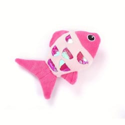colorful fish catnip kicker toy with crinkle paper