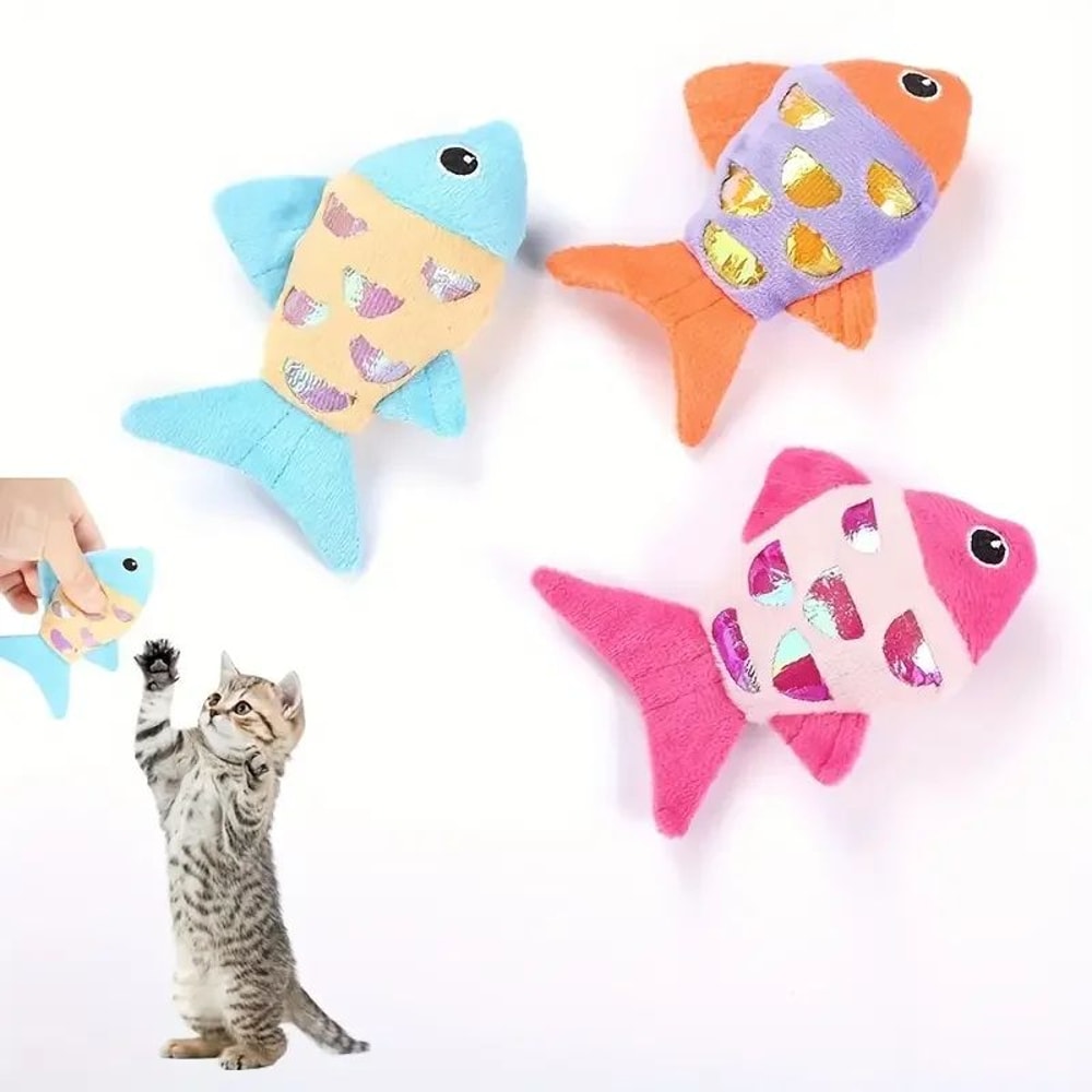 Colorful Fish Catnip Kicker Toy With Crinkle Paper 1