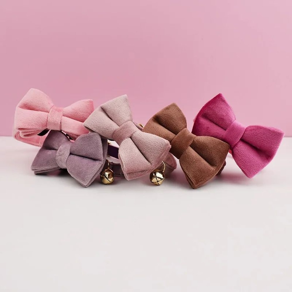 Personalized Velvet Cat Collar With Bow Tie And Bell 4
