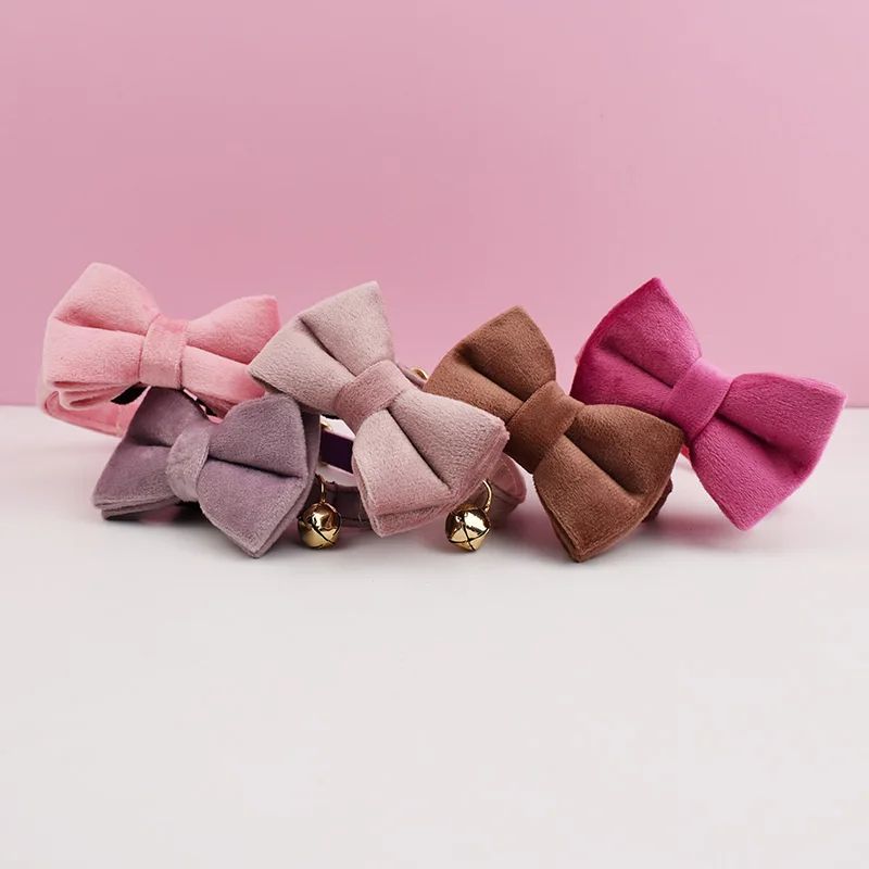 Personalized Velvet Cat Collar With Bow Tie And Bell 4