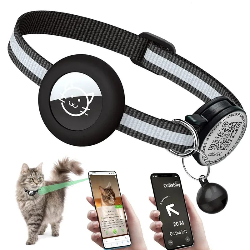 GPS Cat Collar With AirTag Holder And QR ID Tag 0
