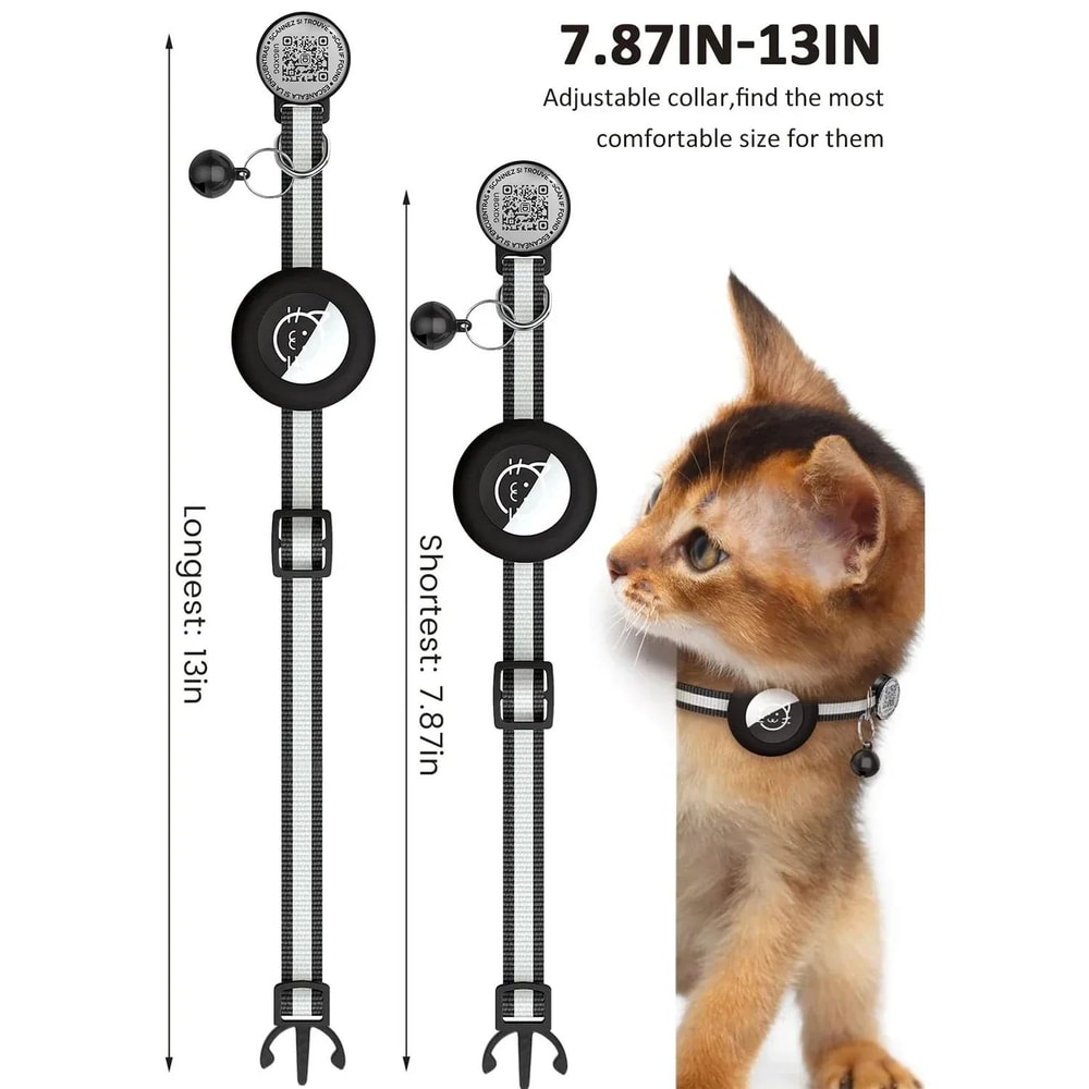 GPS Cat Collar With AirTag Holder And QR ID Tag 3