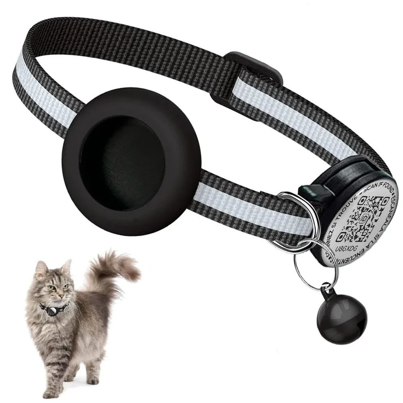 GPS Cat Collar With AirTag Holder And QR ID Tag 6