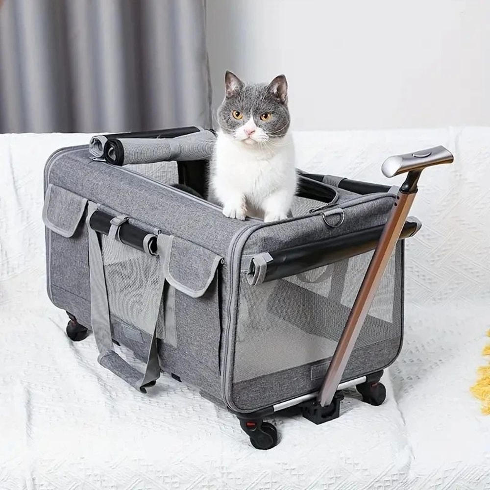 Extra Large Foldable Pet Travel Carrier With Trolley 0
