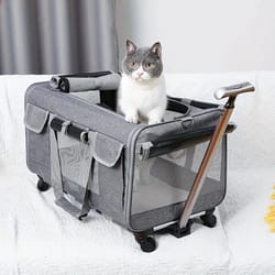 extra large foldable pet travel carrier with trolley