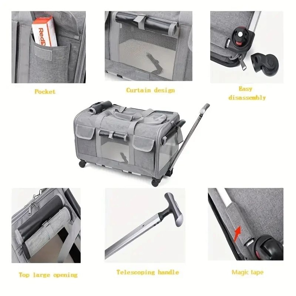 Extra Large Foldable Pet Travel Carrier With Trolley 2