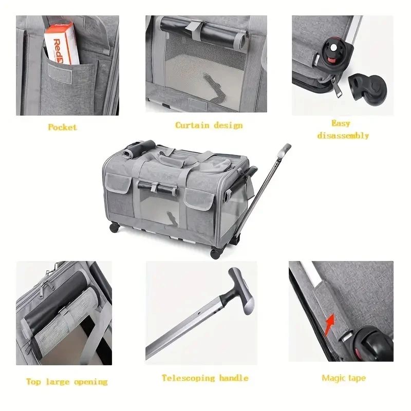 Extra Large Foldable Pet Travel Carrier With Trolley 2