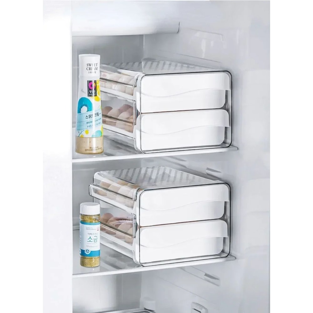 Automatic Rolling Egg Storage Organizer With Drawer Design 8