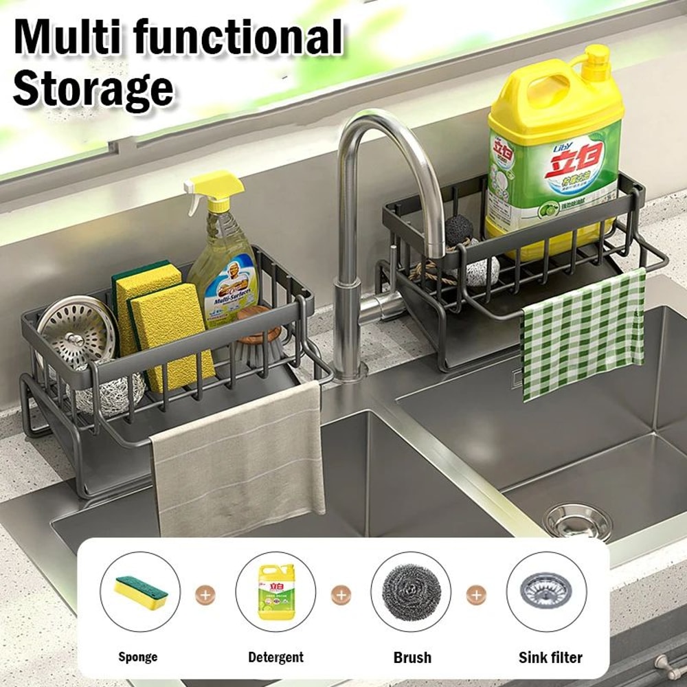Stainless Steel Sink Sponge And Rag Organizer Rack 1