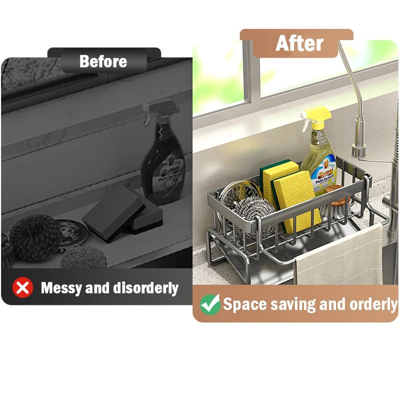 Stainless Steel Sink Sponge And Rag Organizer Rack 4