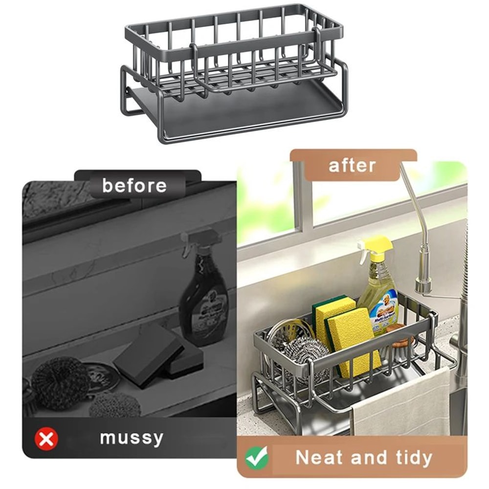 Stainless Steel Sink Sponge And Rag Organizer Rack 7