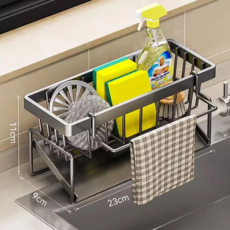 Stainless Steel Sink Sponge And Rag Organizer Rack 13