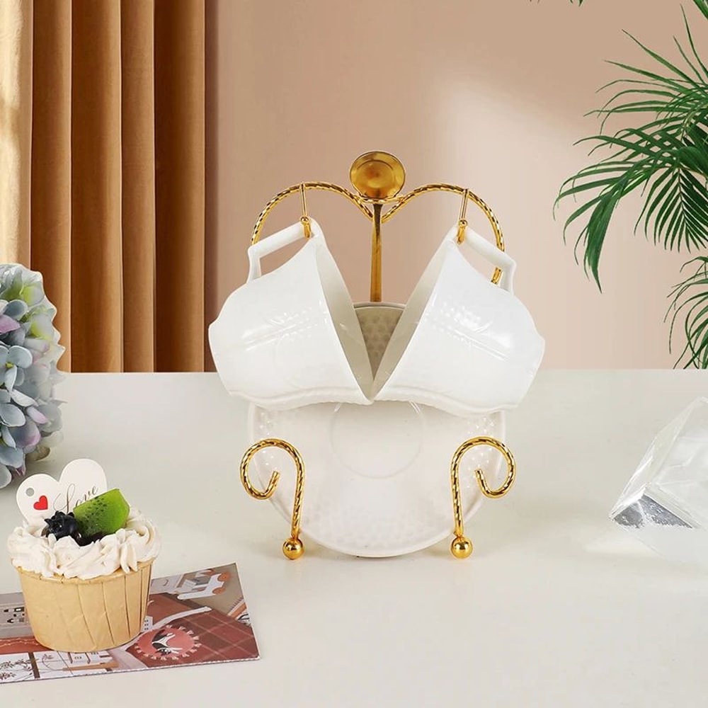 Luxury Metal Tea Cup And Saucer Display Rack 1