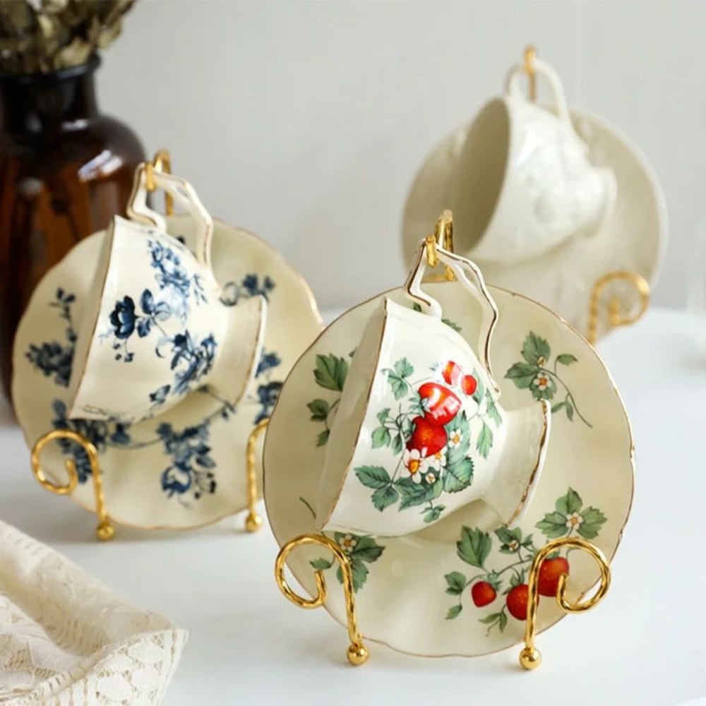 Luxury Metal Tea Cup And Saucer Display Rack 4