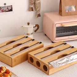 bamboo kitchen wrap dispenser with built in cutter