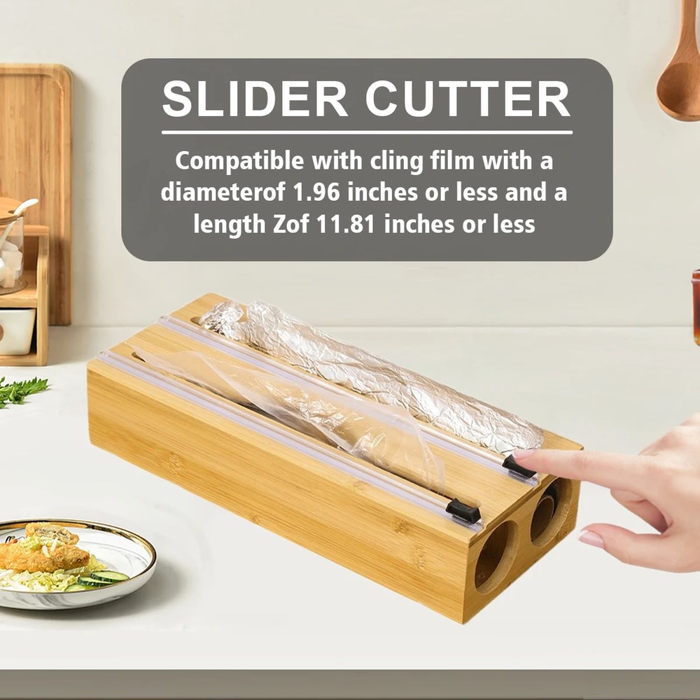 Bamboo Kitchen Wrap Dispenser With Built In Cutter 9