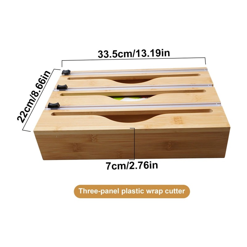 Bamboo Kitchen Wrap Dispenser With Built In Cutter 12
