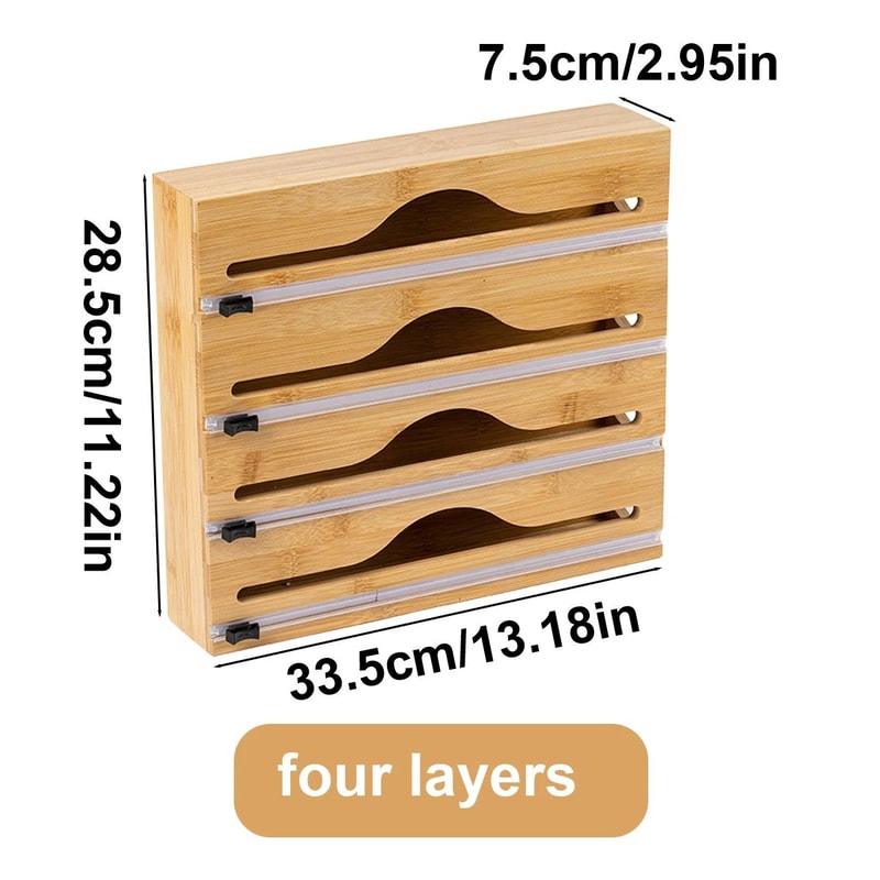 Bamboo Kitchen Wrap Dispenser With Built In Cutter 14