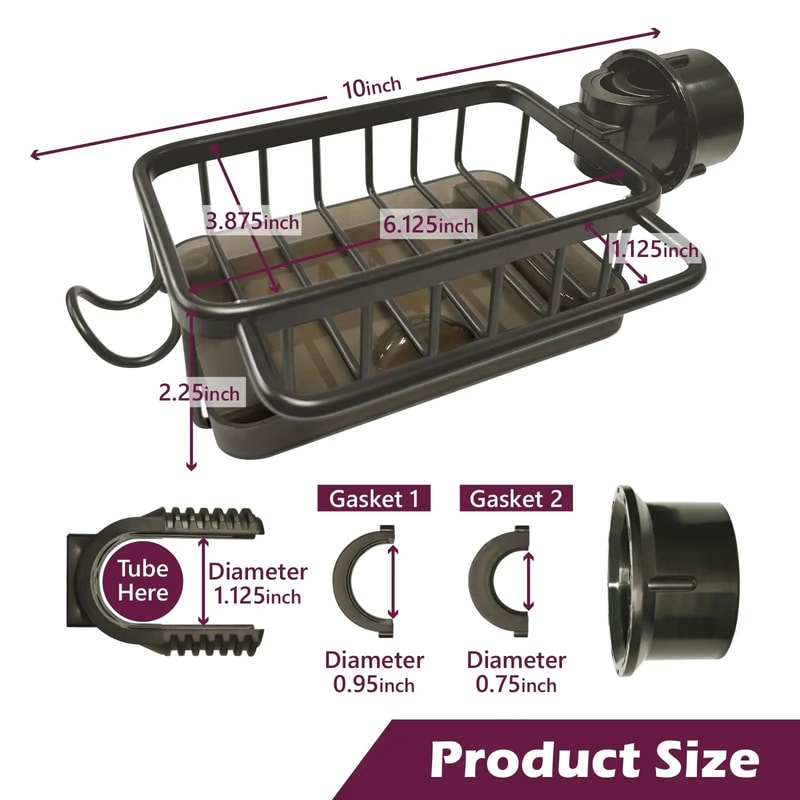 Adjustable Kitchen Sink Faucet Sponge Organizer 1