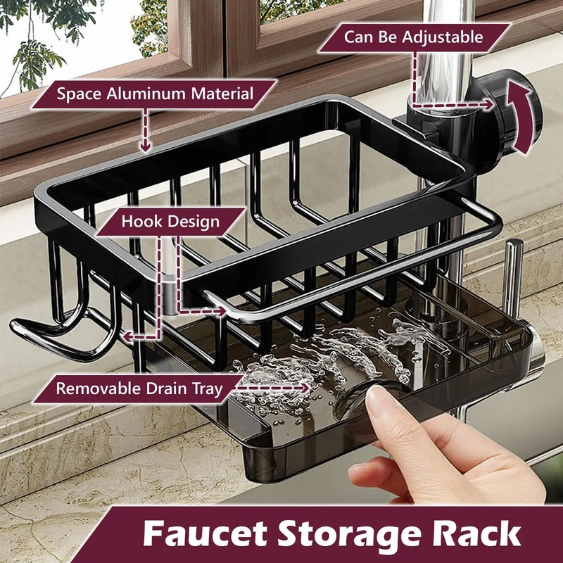 Adjustable Kitchen Sink Faucet Sponge Organizer 4