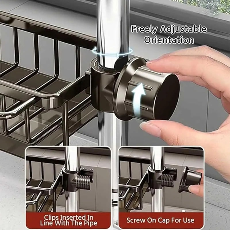 Adjustable Kitchen Sink Faucet Sponge Organizer 8