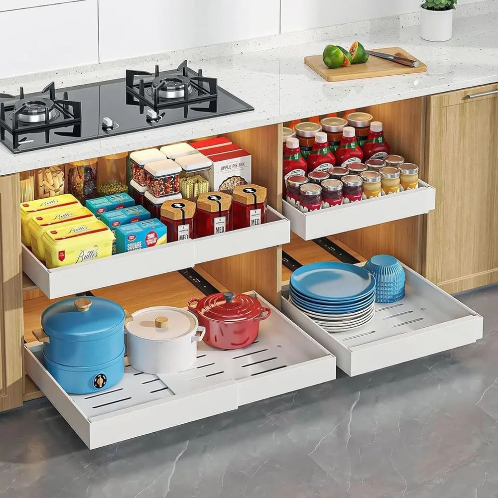 Expandable Pull Out Cabinet Storage Organizer 0