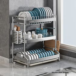 stainless steel dish drying rack with drain board