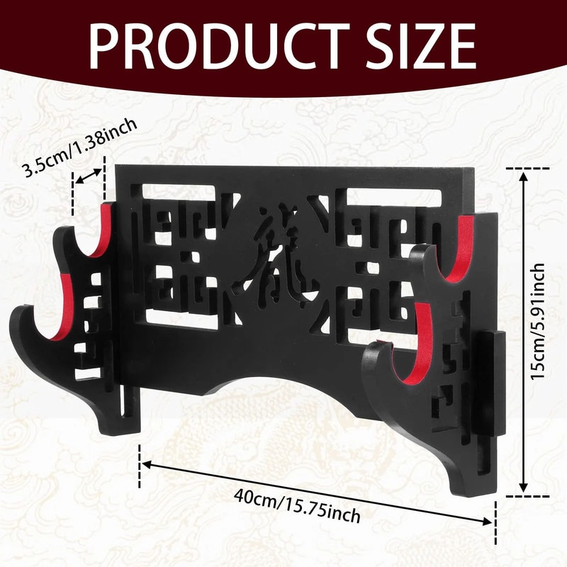 Wall Mounted Wooden Samurai Sword Display Rack 6