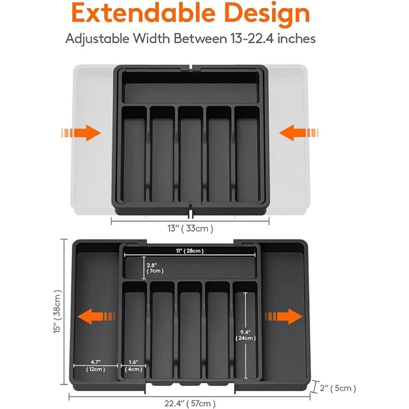 Expandable Adjustable Cutlery Drawer Organizer Tray 2