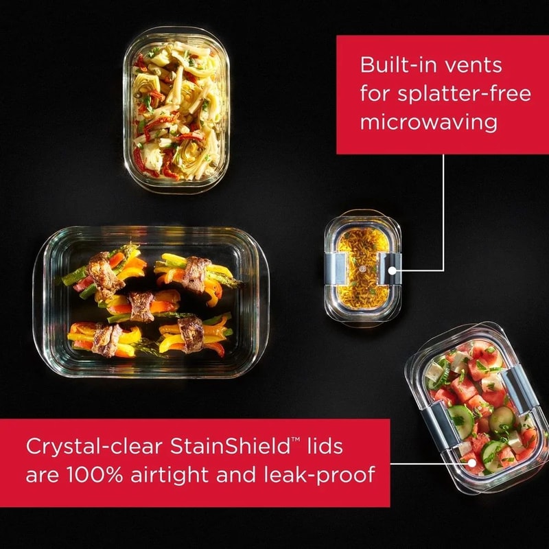 Airtight Glass Food Storage Container Set With Vented Lids 3