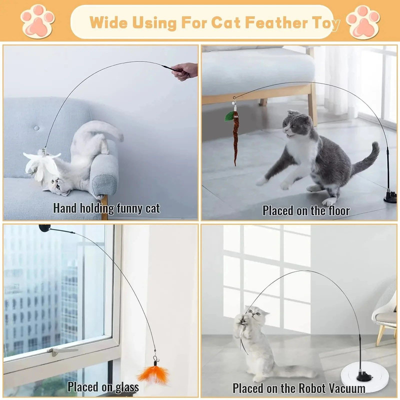 FeatherBird Interactive Cat Wand Premium SuctionStick Teaser For Confident Indoor Cats 3