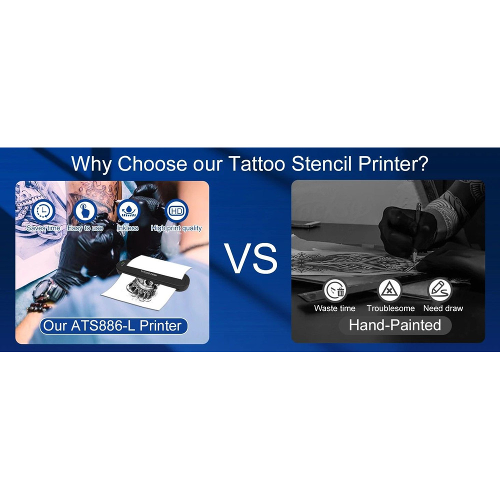 Wireless Tattoo Template Printer Portable Tattoo Stencil Printer With 2000 MAh Battery 15Pack Tra 2