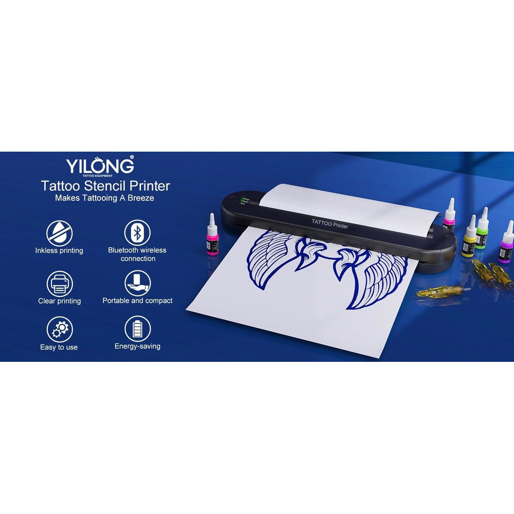 Wireless Tattoo Template Printer Portable Tattoo Stencil Printer With 2000 MAh Battery 15Pack Tra 0