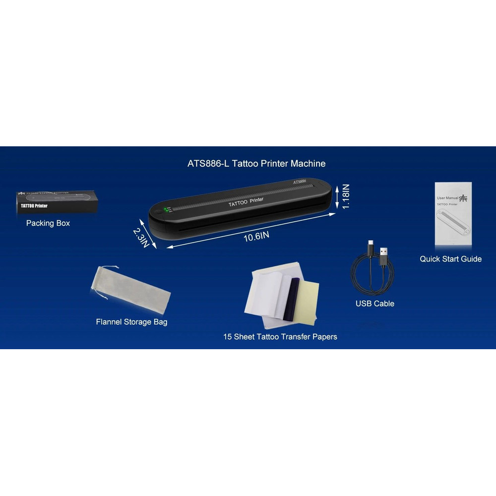 Wireless Tattoo Template Printer Portable Tattoo Stencil Printer With 2000 MAh Battery 15Pack Tra 5