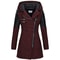 Autumn Winter Hooded Woolen DiagonalZip Coat For Women 7