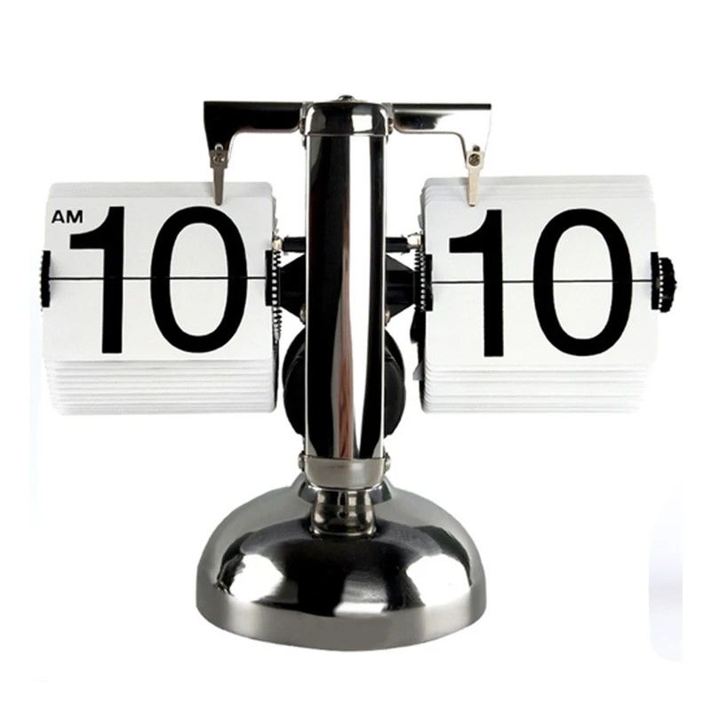 Vintage FlipPage Automatic Quartz Desk Clock Retro Timepiece Decor 4