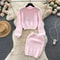 Elegant Harmony Knit Set Pullover HighWaist Skirt TwoPiece Outfit Korean Style Sweater Set 0